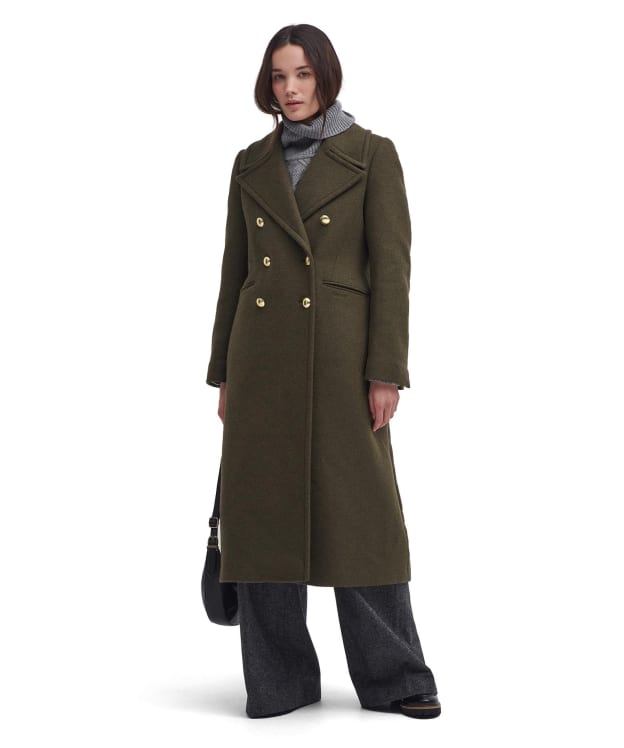 Women's Barbour Reva Wool Military Coat - Olive / Vine