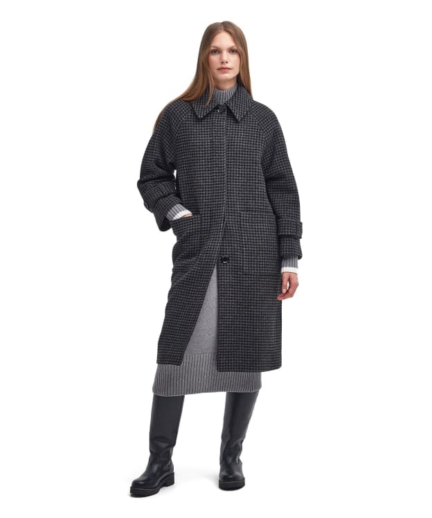 Women's Barbour Veronica Wool Car Coat - Charcoal Dogtooth