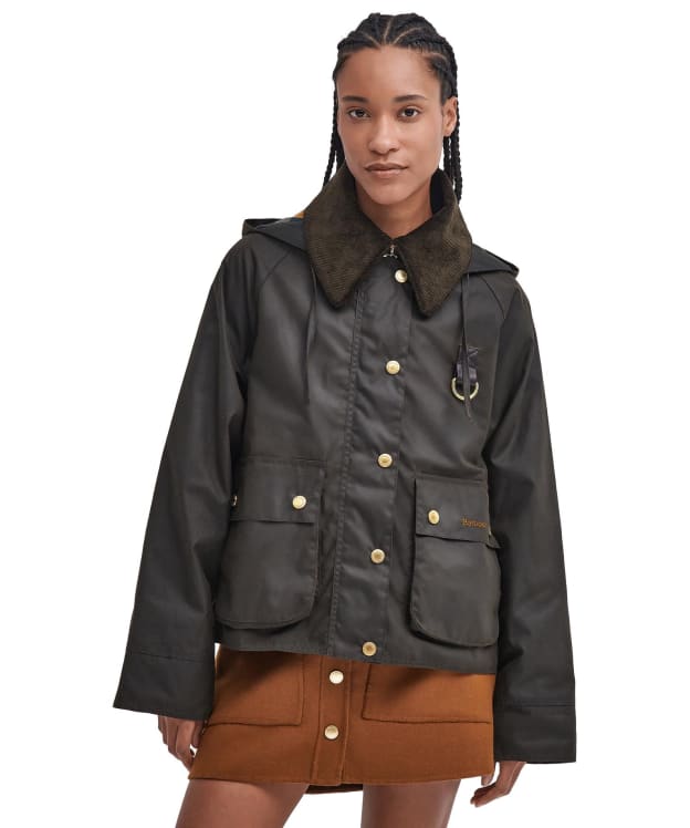 Women's Barbour Reighton Waxed Jacket - Olive / Ancient Tartan
