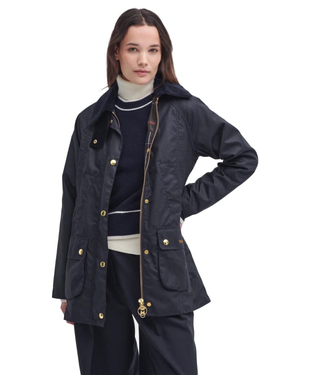 Women's Barbour Modern Beadnell Waxed Jacket - Navy / Classic