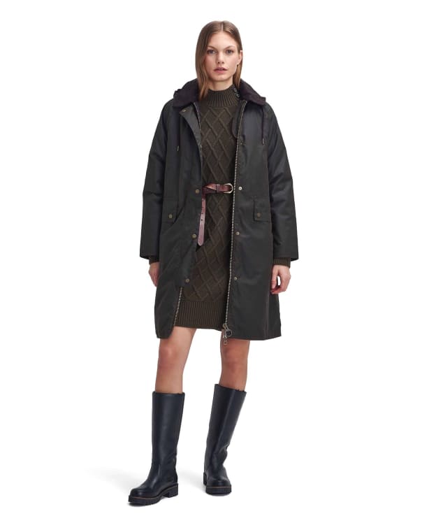 Women's Barbour Willows Waxed Jacket - Olive / Classic Tartan