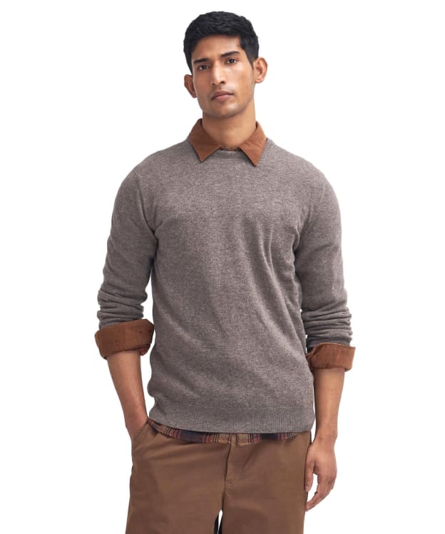 Men's Barbour Essential Lambswool Crew Neck Sweater - Dark Stone