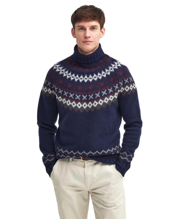 Men's Barbour Roose Fair Isle Rollneck - Navy