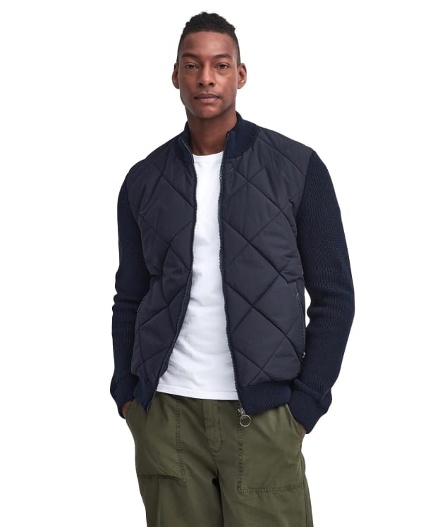 Men's Barbour Newland Zip Through Knitted Jumper - Navy