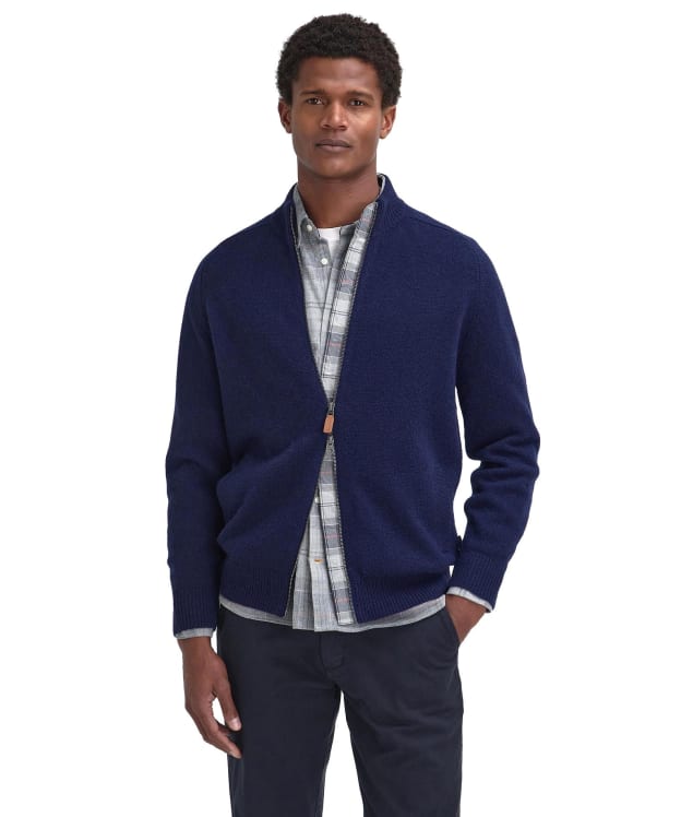 Men's Barbour Talder Zip Through Knitted Jumper - Navy