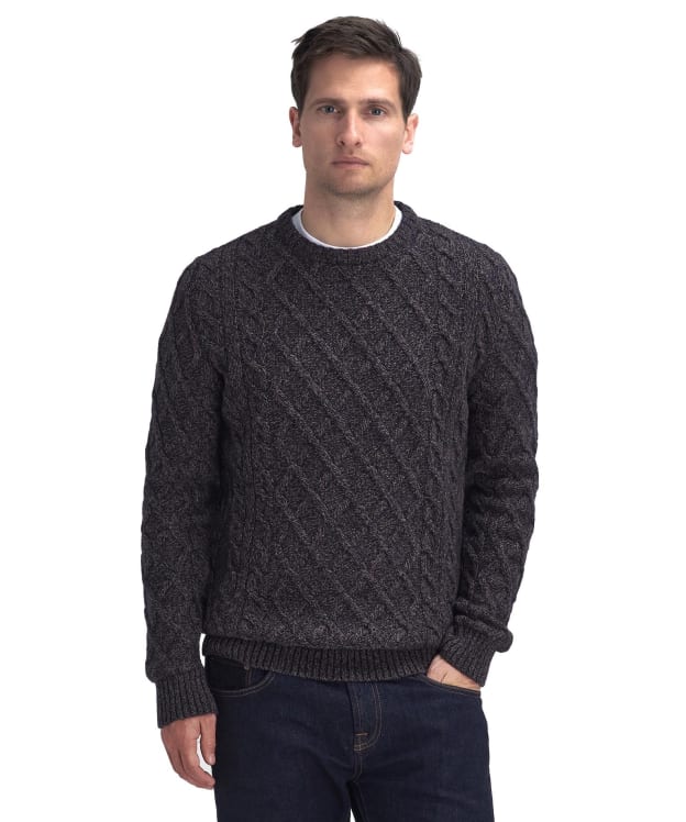 Men's Barbour Stowford Cable Crew Neck Sweater - Navy Mix