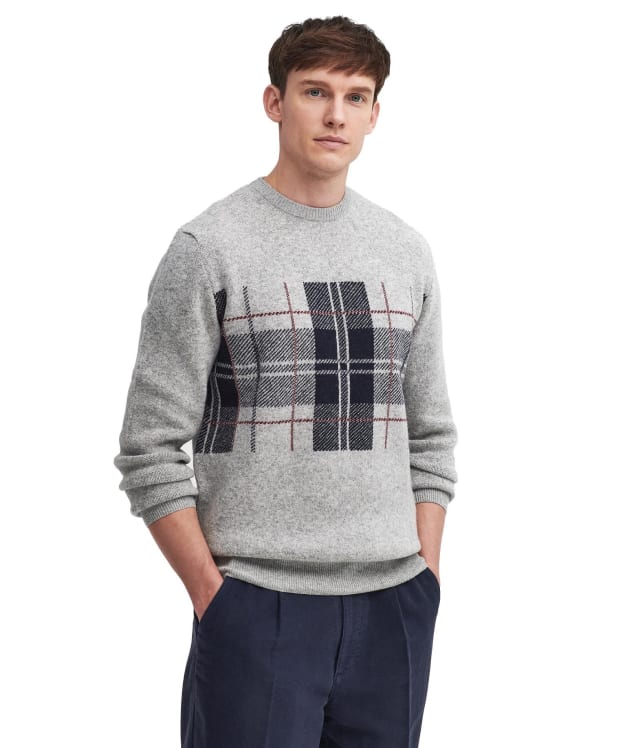Men's Barbour Medlock Intarsia Crew Neck Sweater - Mid Grey Marl