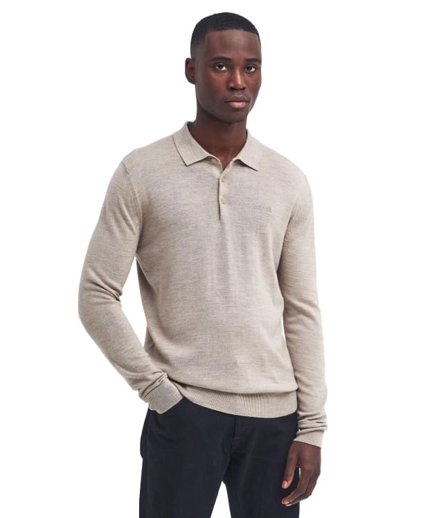 Men's Barbour International Merlin Merino Polo Jumper - Brindle