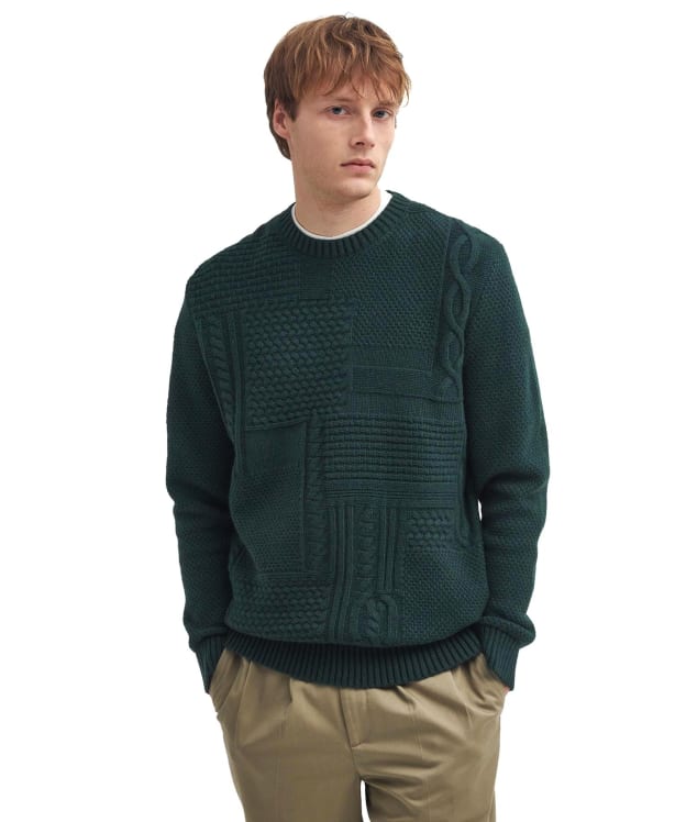 Men's Barbour Casey Cable Crew Neck Sweater - Seaweed