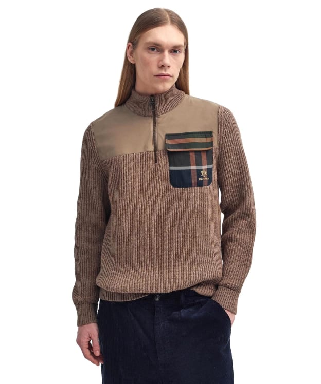 Men's Barbour x Baracuta Miller Regular Knitted Half Zip Sweater - Tan