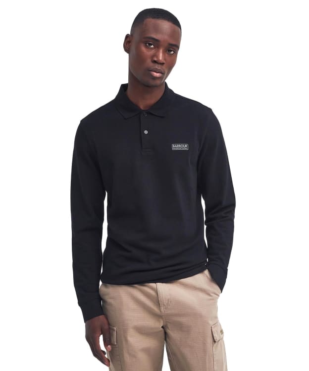 Men's Barbour International Long Sleeve Polo Shirt - Black / Pewter