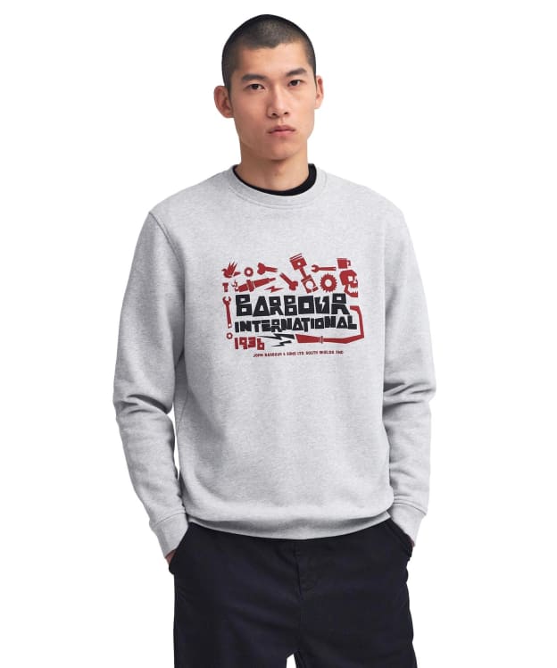 Men's Barbour International Vallis Crew Sweat - Mid Grey Marl