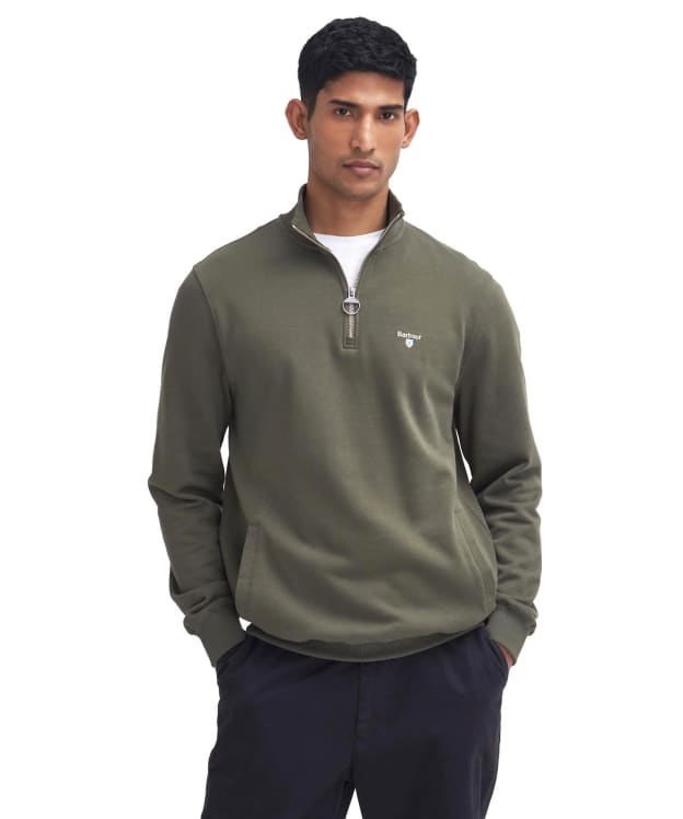 Men's Barbour Beckhill Half Zip Sweatshirt - Mid Olive