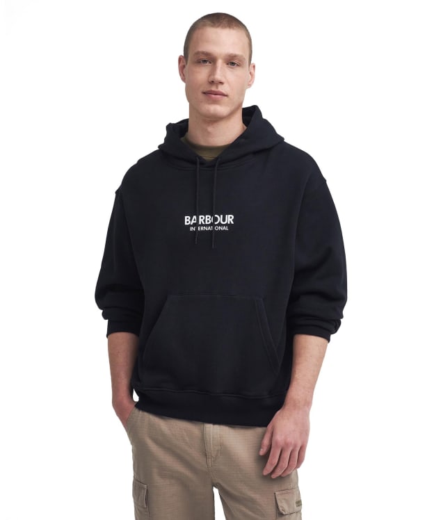 Men's Barbour International Mapped Graphic Oversized Hoodie - Black