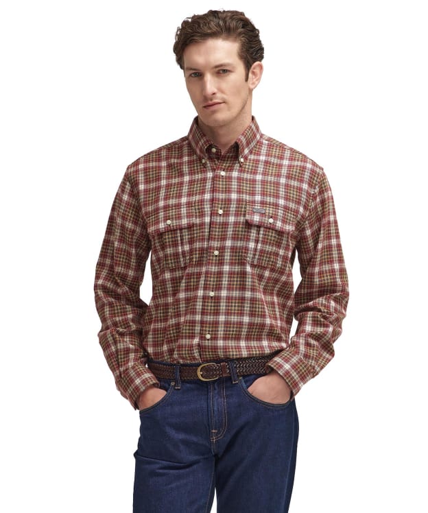 Men's Barbour Penrice Thermo Weave Regular Checked Shirt - Merlot Marl
