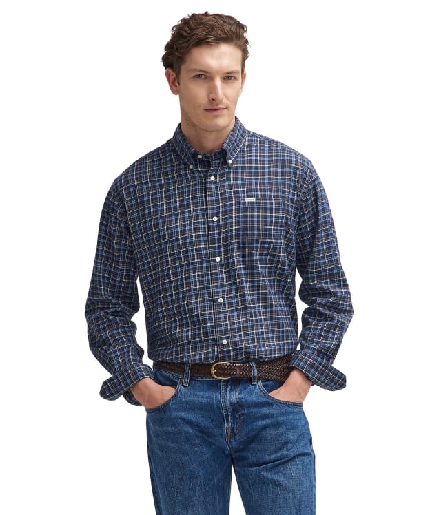 Men's Barbour Ashton Regular Tattersall Shirt - Dark Navy