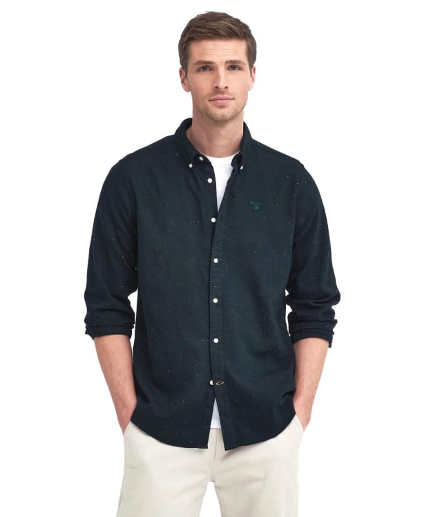 Men's Barbour Tainsbury Tailored Fleck Twill Shirt - Seaweed