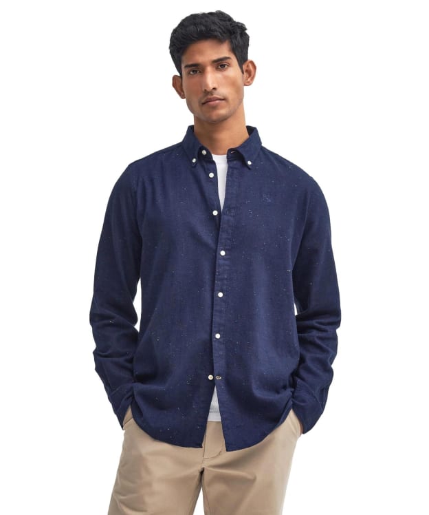Men's Barbour Tainsbury Tailored Fleck Twill Shirt - Navy