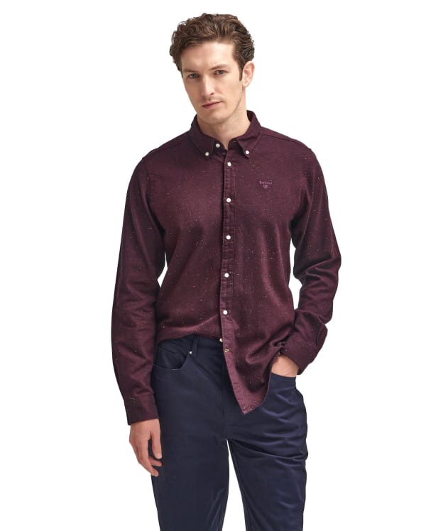Men's Barbour Tainsbury Tailored Fleck Twill Shirt - Merlot