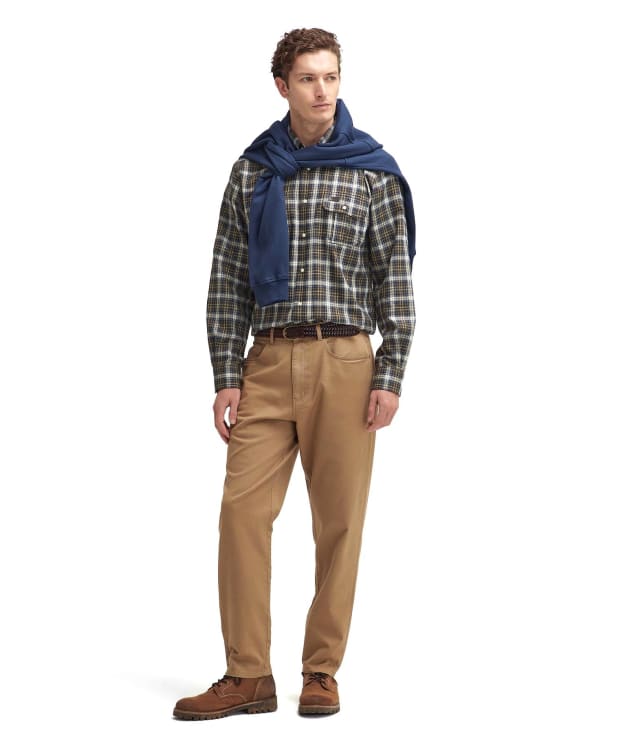 Men's Barbour Washed Stretch Twill Regular Fit Trouser - Stone