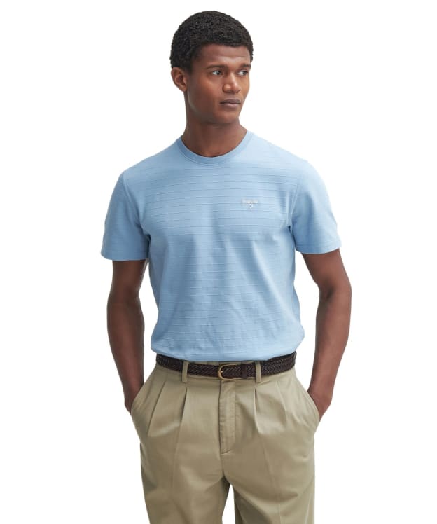 Men's Barbour Craven Texture Stripe T-Shirt - Cool Blue