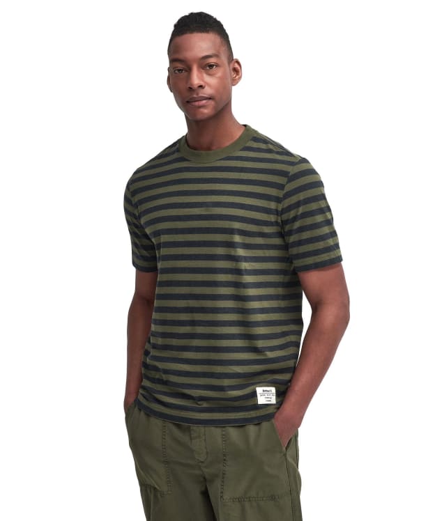 Men's Barbour Caddick Stripe Relaxed T-Shirt - Mid Olive