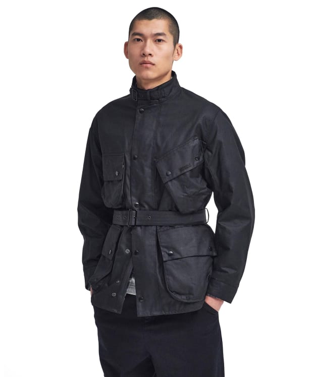Men's Barbour International Reflective A7 Waxed Jacket - Black