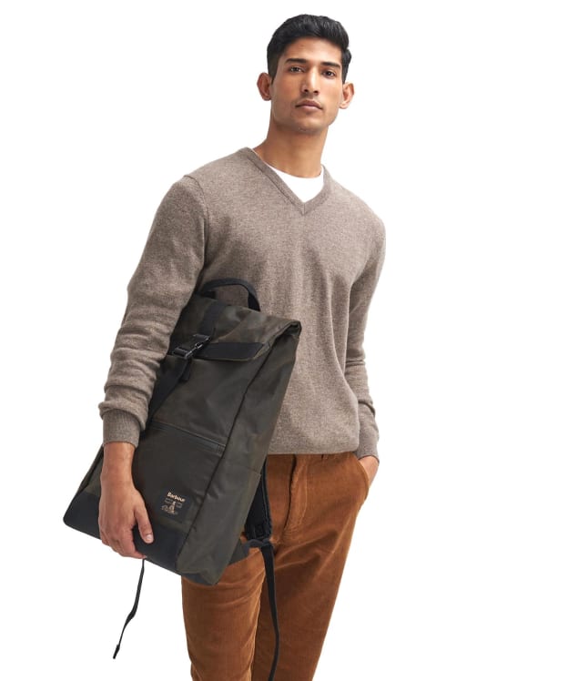 Barbour Field Wax Fold Over Top Backpack - Olive / Black