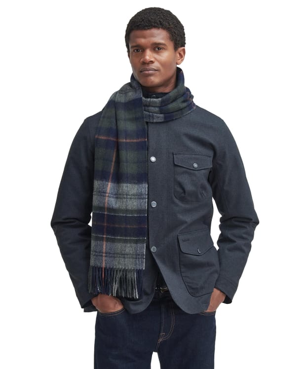 Barbour Brack Patchwork Tartan Scarf - Navy / Dark Ginger