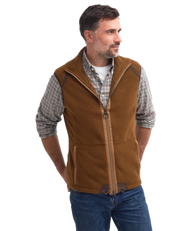 Men's Barbour Langdale Fleece Gilet - Rust Brown