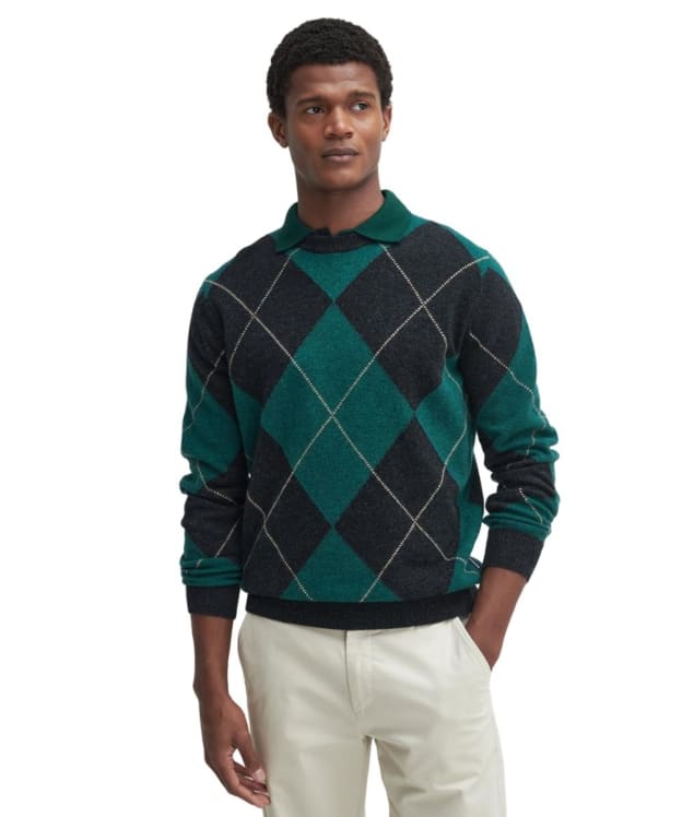 Men's Barbour Sutherwell Argyle Crew Neck Sweater - New Black