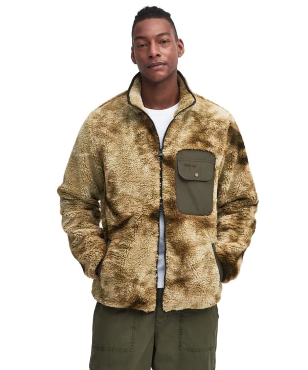 Men's Barbour Moor Tie Dye Fleece Jacket - Khaki Print