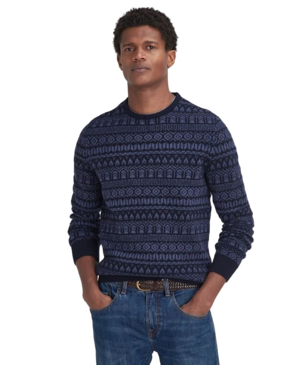 Men's Barbour Stonebeck Fair Isle Crew Neck Sweater - Navy