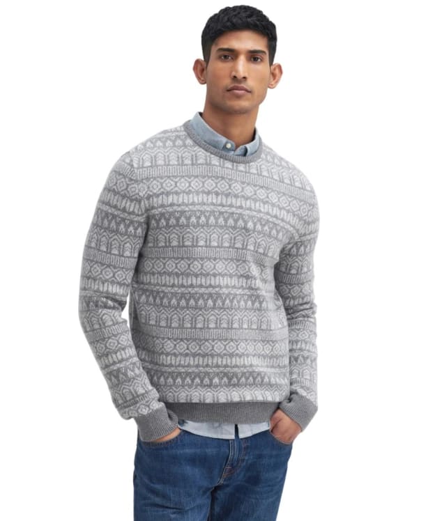 Men's Barbour Stonebeck Fair Isle Crew Neck Sweater - Grey Marl