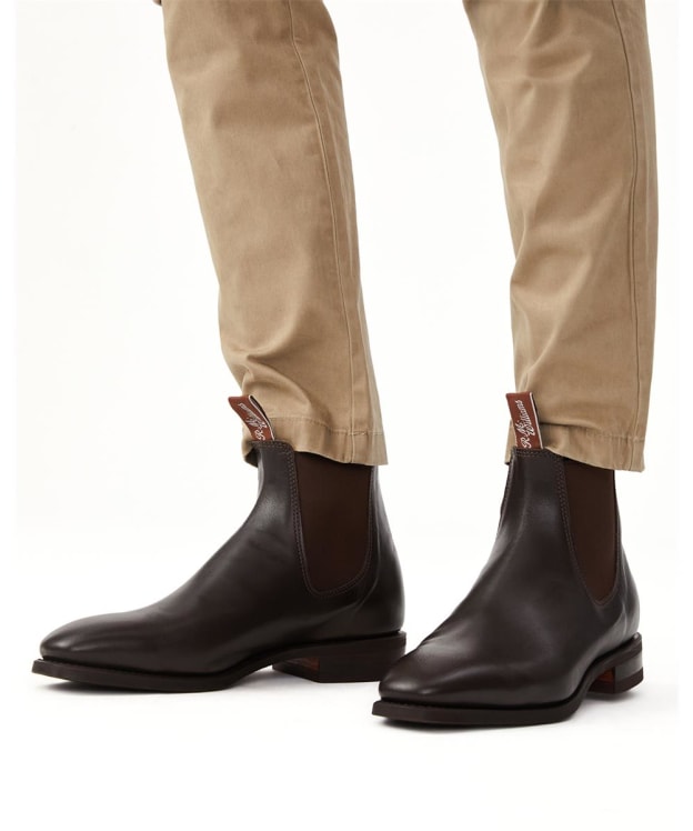 Men's R.M. Williams Comfort Craftsman Boots, Kangaroo Leather, Comfort Rubber Sole, H (Wide) Fit - Chestnut