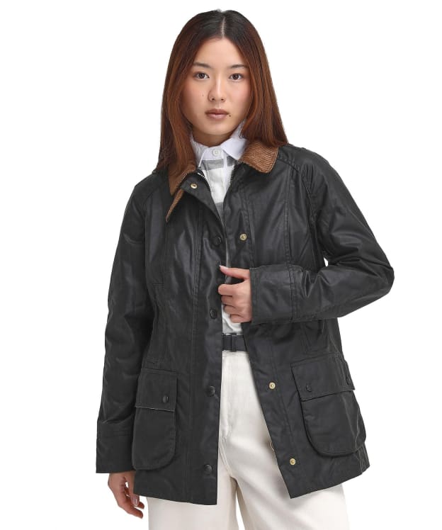 Women's Barbour 130th Anniversary Beadnell Waxed Jacket - Sage / Dress Gordon