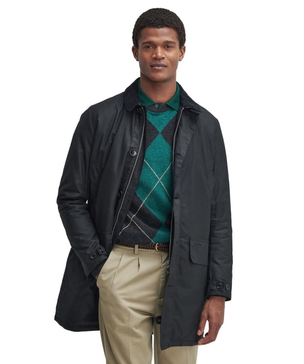 Men’s Barbour Waxed Mac - Black / Greenloch