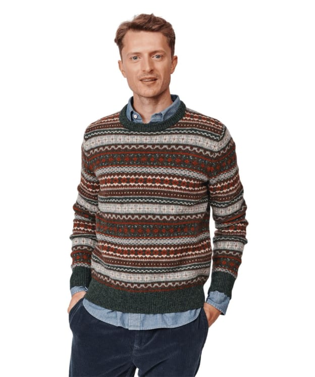 Men's Aubin Fairisle Crew Sweater - Khaki Fairisle