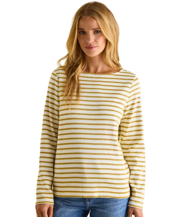 Women's Joules New Harbour Top - Cream / Gold Stripe