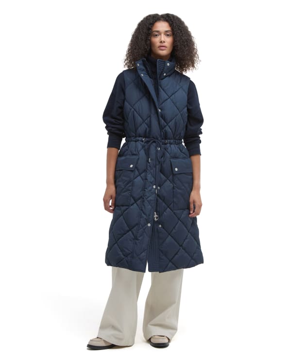 Women's Barbour Rita Puffer Gilet - Navy / Sky Dress Tartan