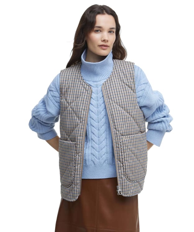 Women's Barbour Shelby Check Quilted Gilet - Sky Micro Check