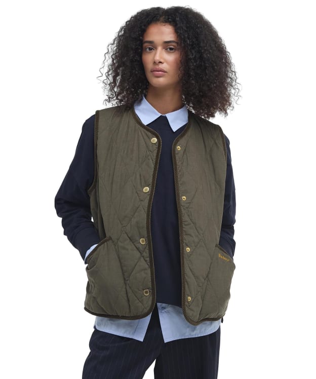 Women's Barbour Cecily Gilet - Deep Olive / Ancient Tartan
