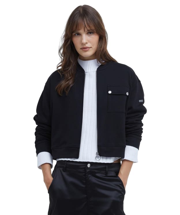 Women's Barbour International Della Sweat Bomber Jacket - Black