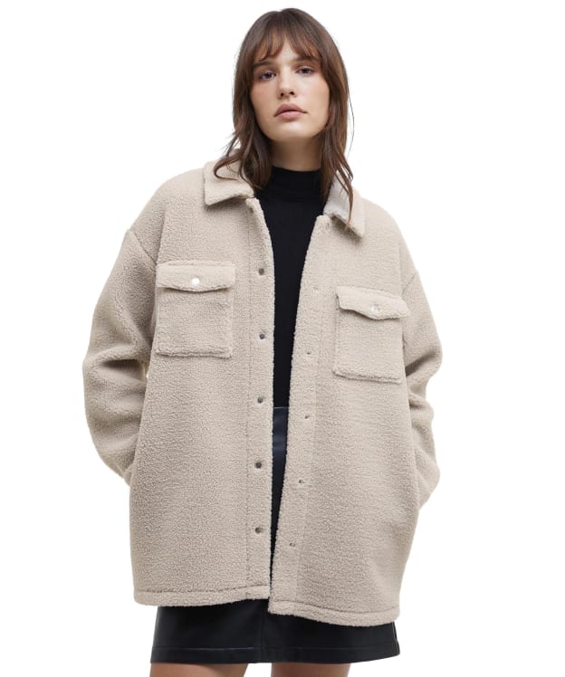 Women's Barbour International Peyton Fleece Overshirt - Silver Cloud