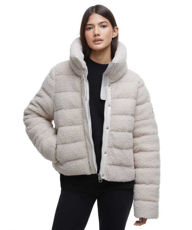 Women's Barbour International Franchesca Fleece Quilted Jacket - Silver Cloud