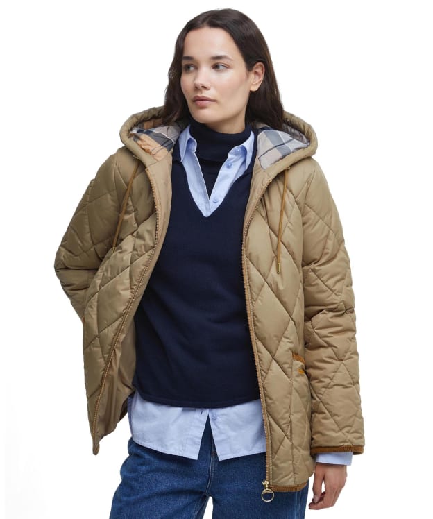 Women's Barbour Erin Puffer Jacket - Military Brown / Summer Ivy Tartan