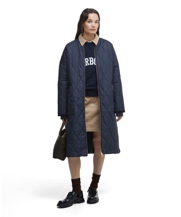 Women's Barbour Rhea Quilted Jacket - Dark Navy / Sky Dress Tartan