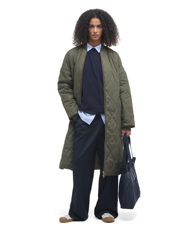 Women's Barbour Rhea Quilted Jacket - Deep Olive / Ancient Tartan