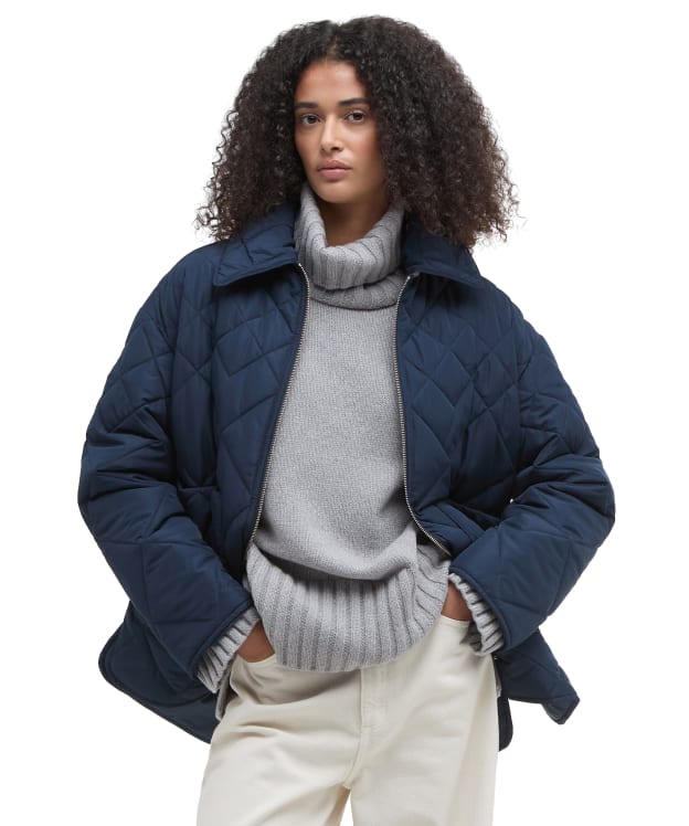 Women's Barbour Tessa Quilted Jacket - Navy / Sky Dress Tartan