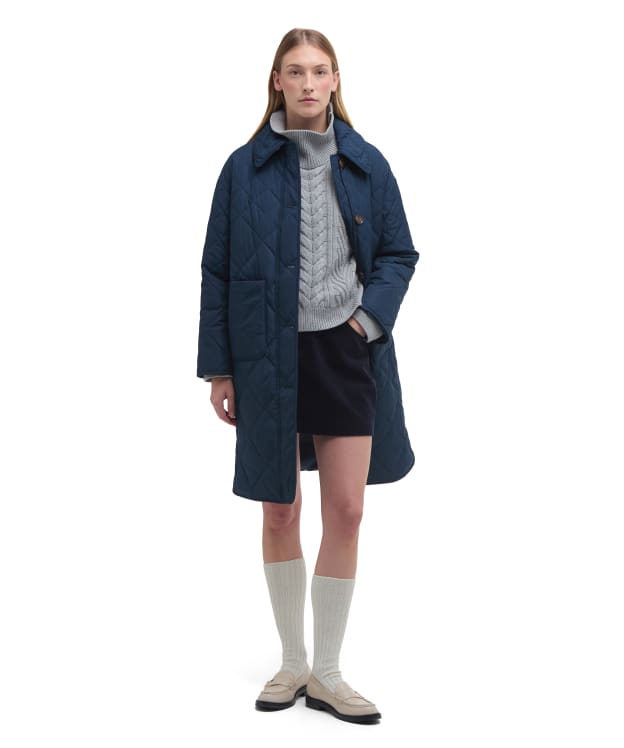 Women's Barbour Cassandra Quilted Jacket - Navy / Sky Dress Tartan